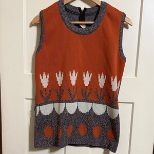 Vintage 1970s Orange and Gray Sleeveless Knit Vest